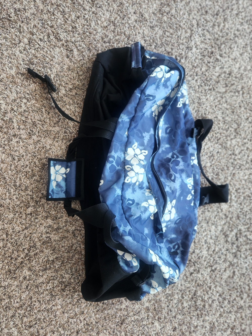 L.L. Bean Navy and White Floral Tote with Embroidered Logo